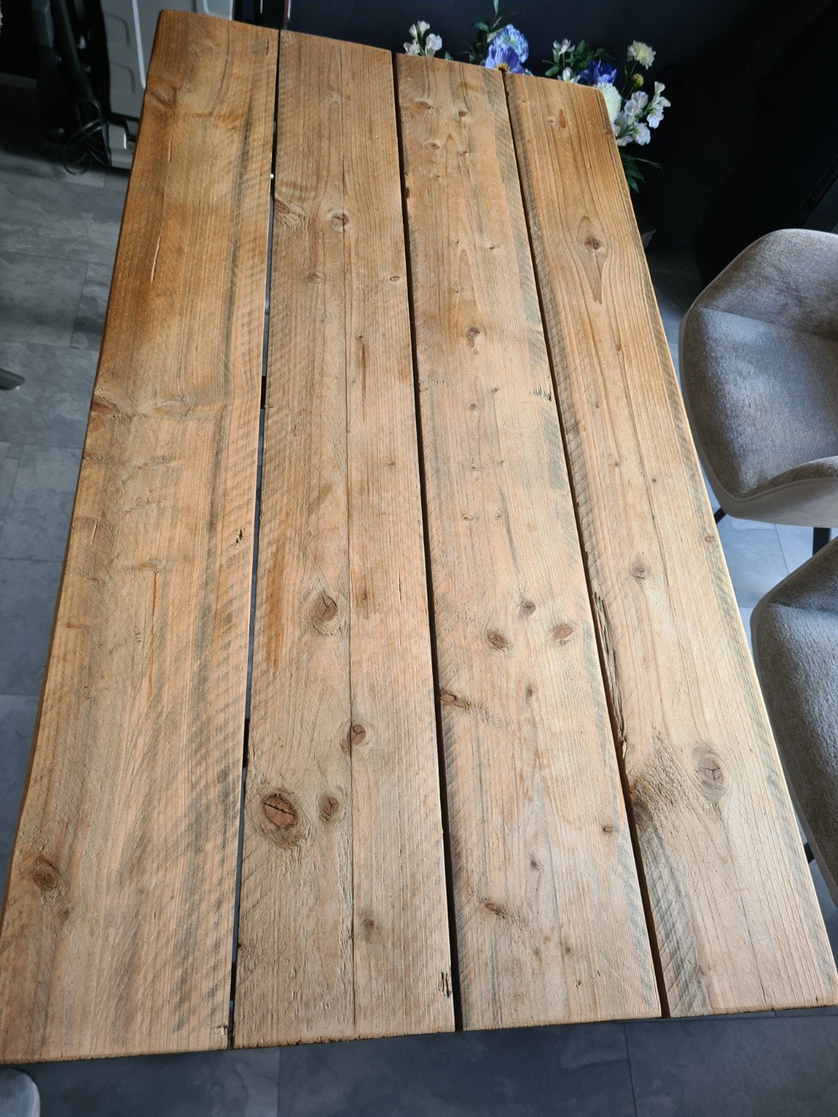 Eettafel steigerhout en steigerbuis - Industrieel design, Gebruikt, 50 tot 100 cm, 150 tot 200 cm, Vier personen