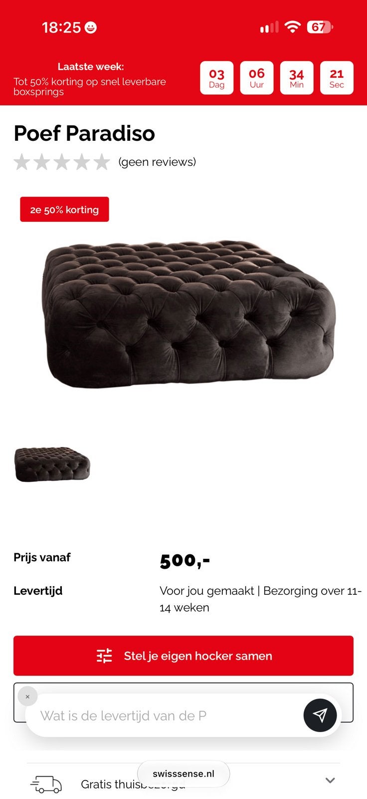 Poef, Ophalen, Overige materialen, Chesterfieldachtige uitstraling., Vierkant