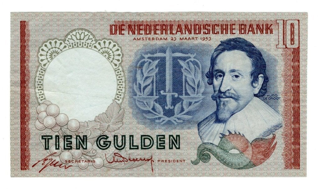 10 Gulden biljet 1953 Hugo de Groot, Ophalen of Verzenden, 10 gulden, Los biljet