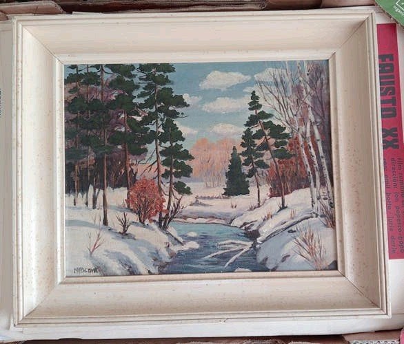 Canada - Winterlandschap met rivier M.Riedyk jaren 50-70, Ophalen of Verzenden