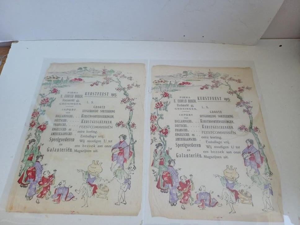 Groningen Vismarkt 1913 oude folder kerst, Ophalen of Verzenden, Gebruikt, Overige typen