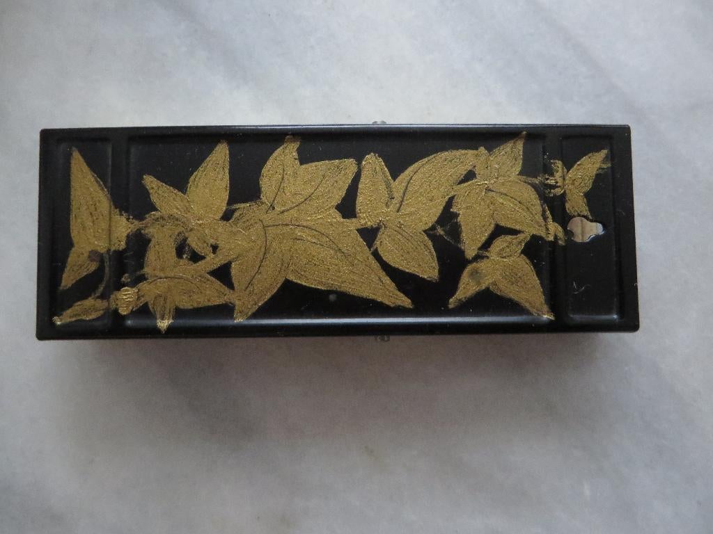 Japanse papier klem, messing, met beschildering klimop, Ophalen of Verzenden