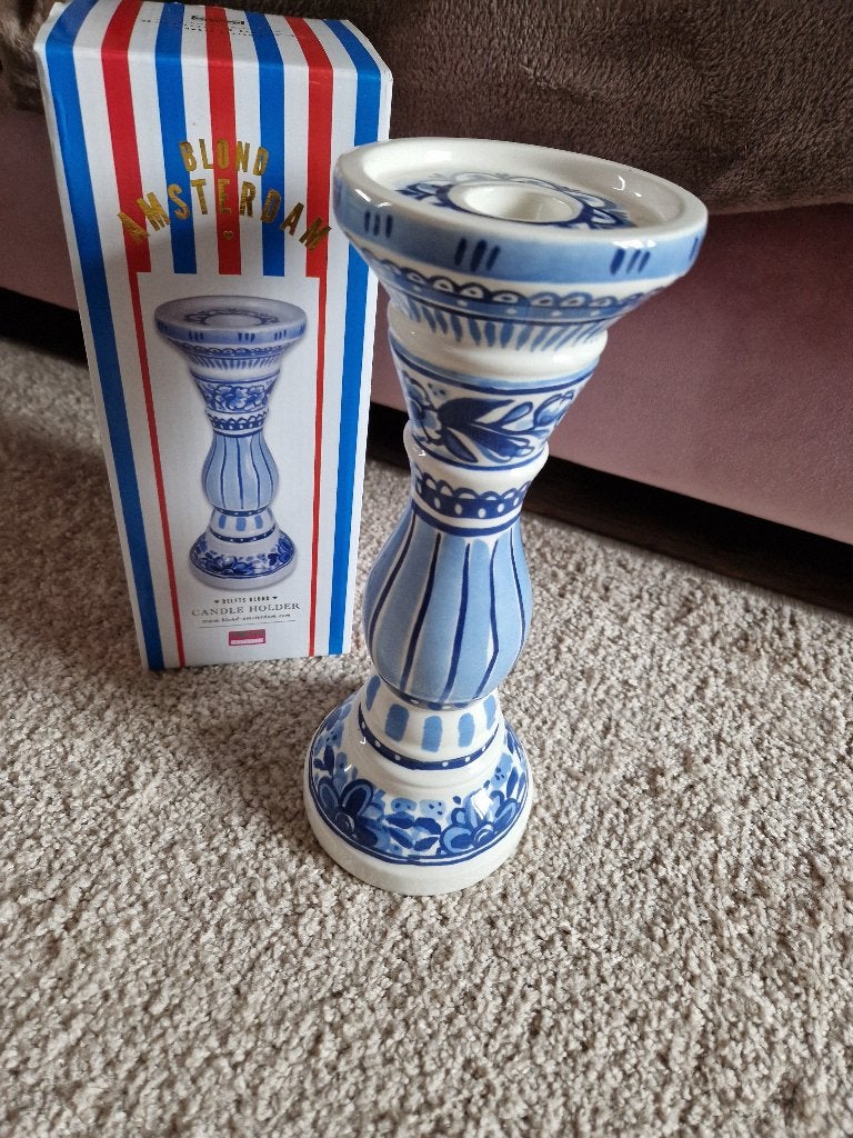Blond Amsterdam Delfts Blond Kaarsenhouder / Groot 28cm, Overige typen, Nieuw, Ophalen of Verzenden, Delftsblauw