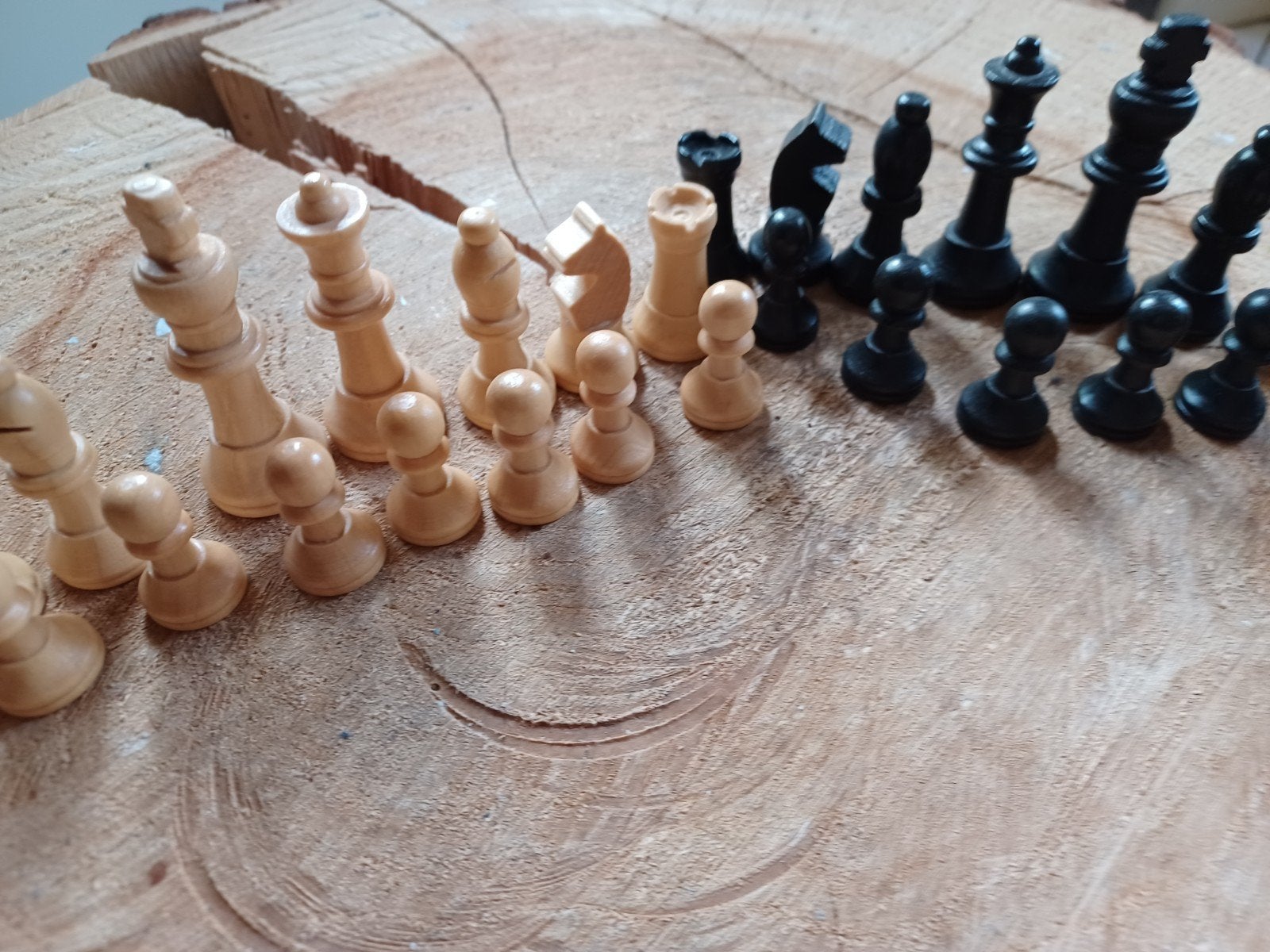 Vintage Schaakstukken   Houten Set, Een of twee spelers, Ophalen of Verzenden