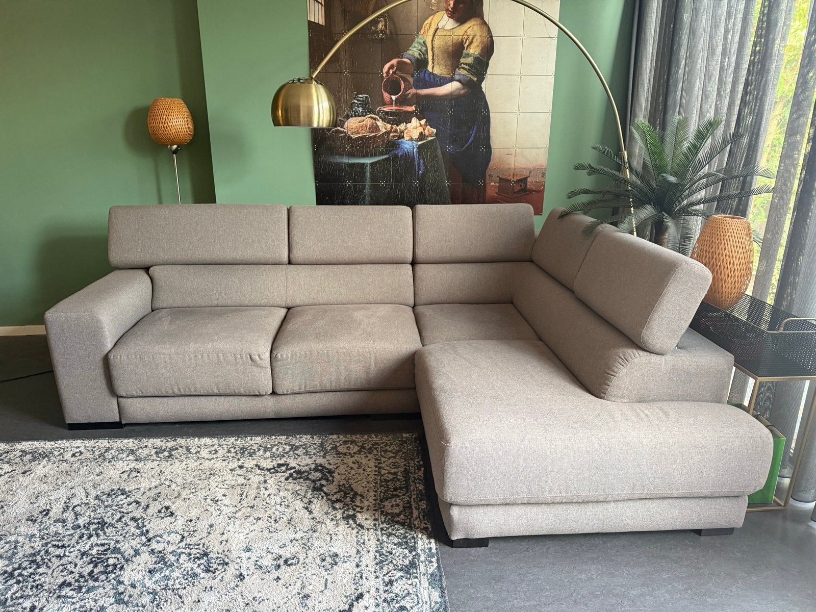 Goossens Nora hoekbank met chaise longue, Ophalen, 250 tot 300 cm, Gebruikt, Hoekbank