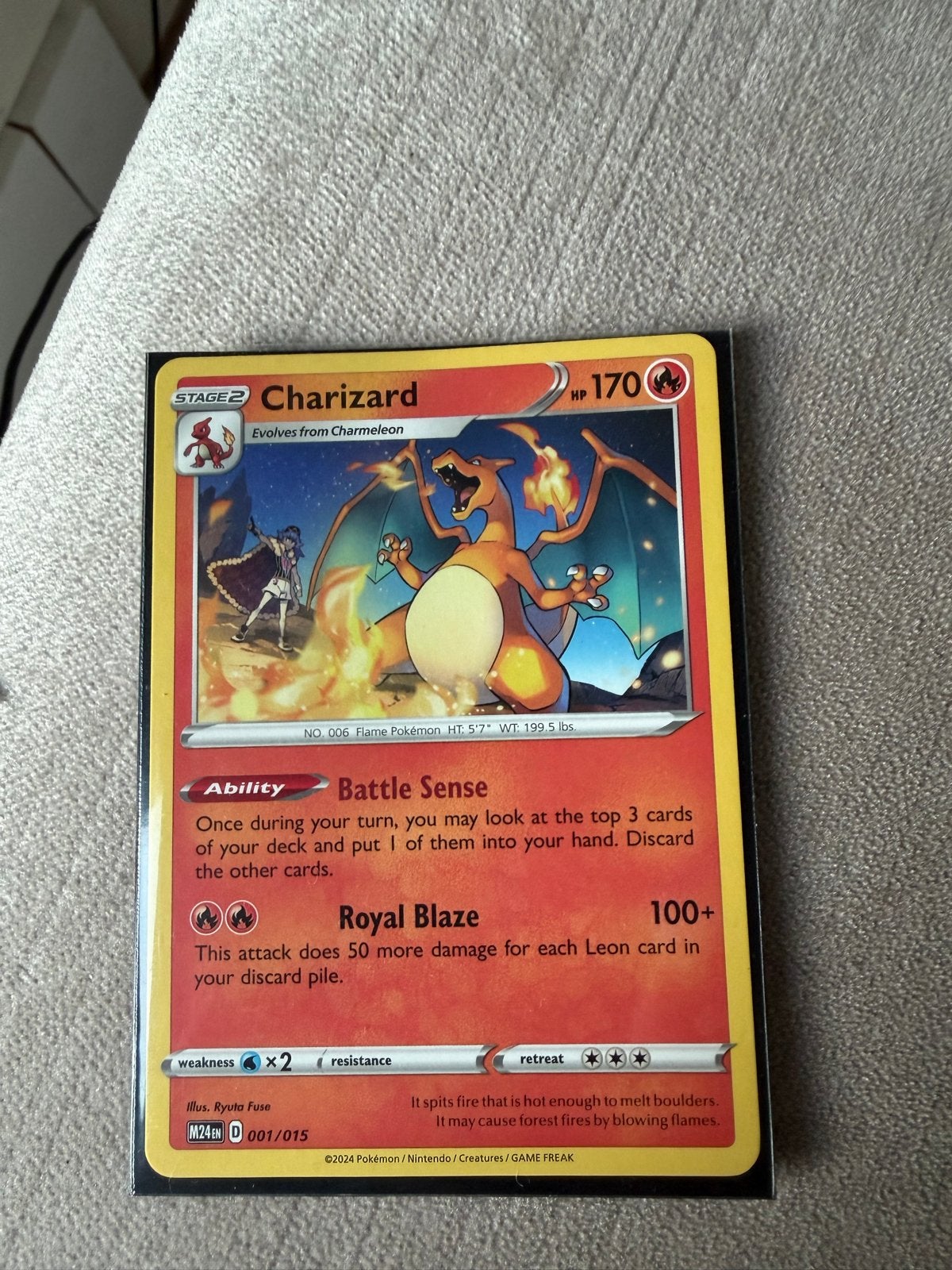 Pokémon Kaart Charizard M24END 001/015 - HP 170, Ophalen of Verzenden, Zo goed als nieuw, Losse kaart