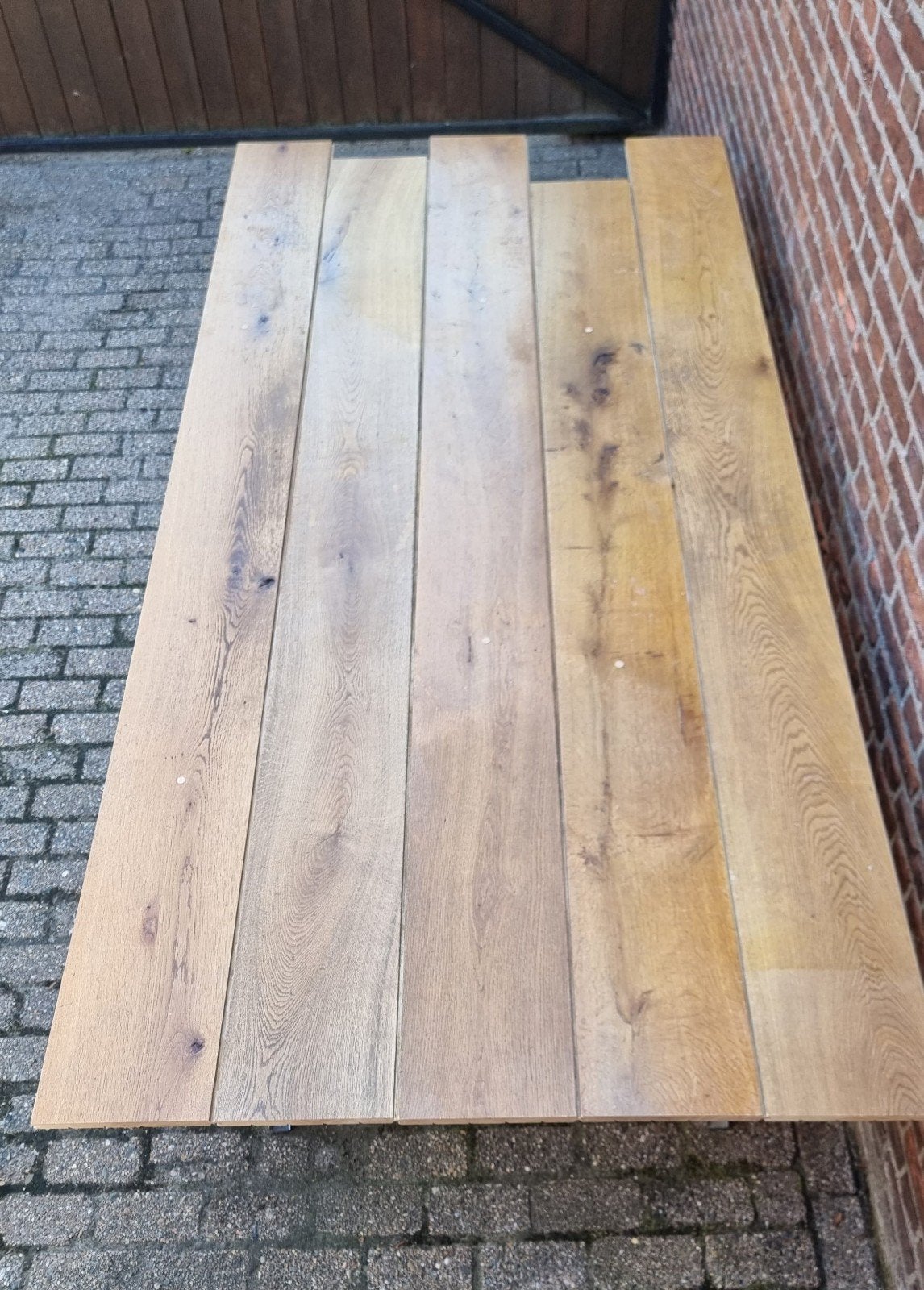 28,3m² - Massief Eiken Vloerdelen - 24cm breed, Huis en Inrichting, Stoffering | Vloerbedekking, Ophalen, Gebruikt