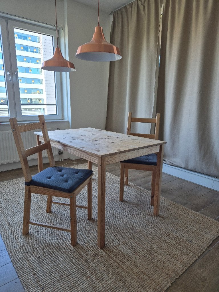 Ikea Ingo tafel en 2x Ikea Ivar stoel, Ophalen, Gebruikt, 100 tot 150 cm, Scandinavisch