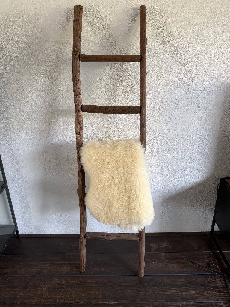 Teakhouten decoratieladder – Donker hout – Landelijk, Huis en Inrichting, Ophalen, 171 cm, Hout, Decoratieobject