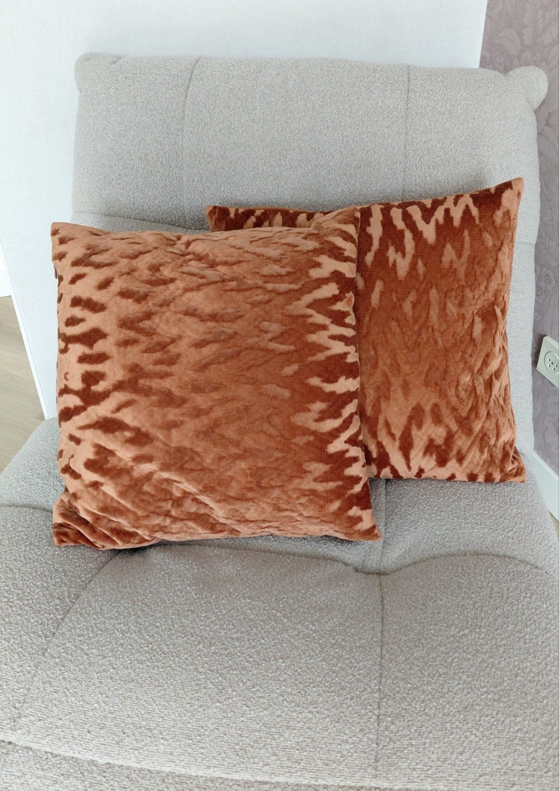 Sierkussens terracotta / roestbruin, Ophalen, Zo goed als nieuw, Vierkant