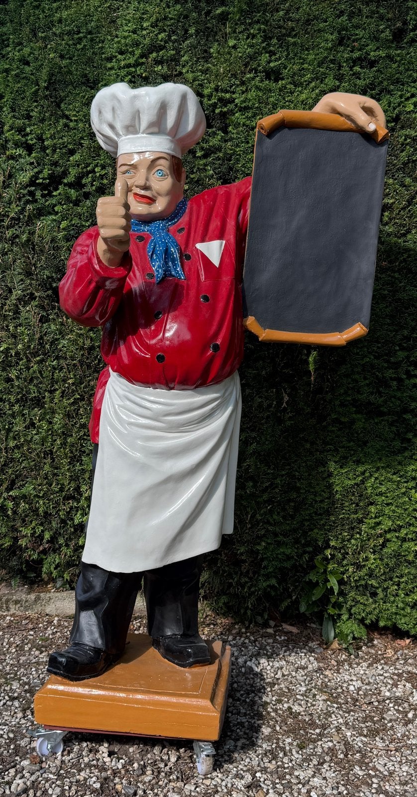 Levensgrote bakkers Beeld met Menubord, Tuin en Terras, Tuinbeelden, Ophalen, Zo goed als nieuw, Kunststof
