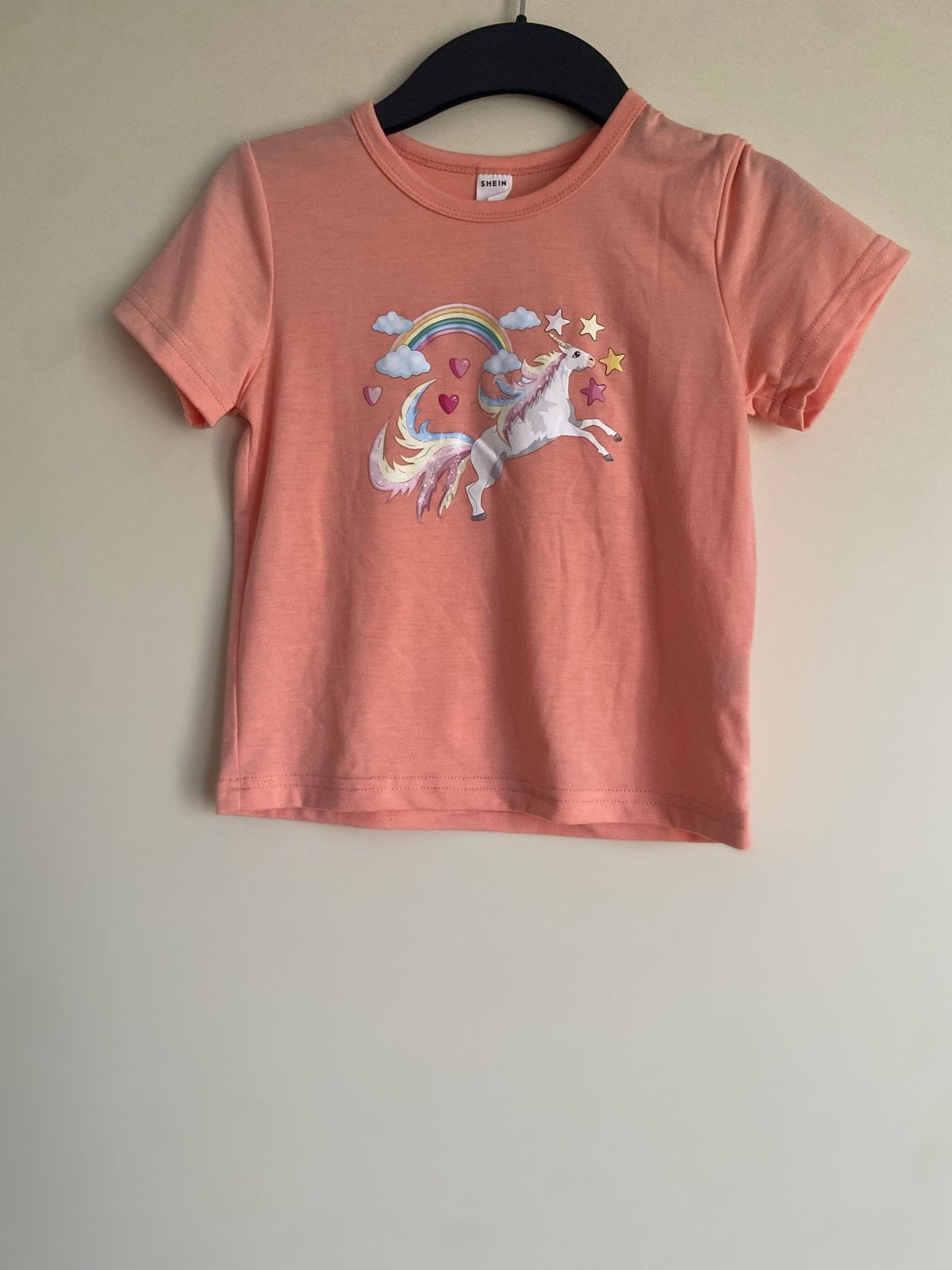 Zalmkleurig T-shirt met Eenhoornprint voor Meisjes, Ophalen of Verzenden, Nieuw, Meisje