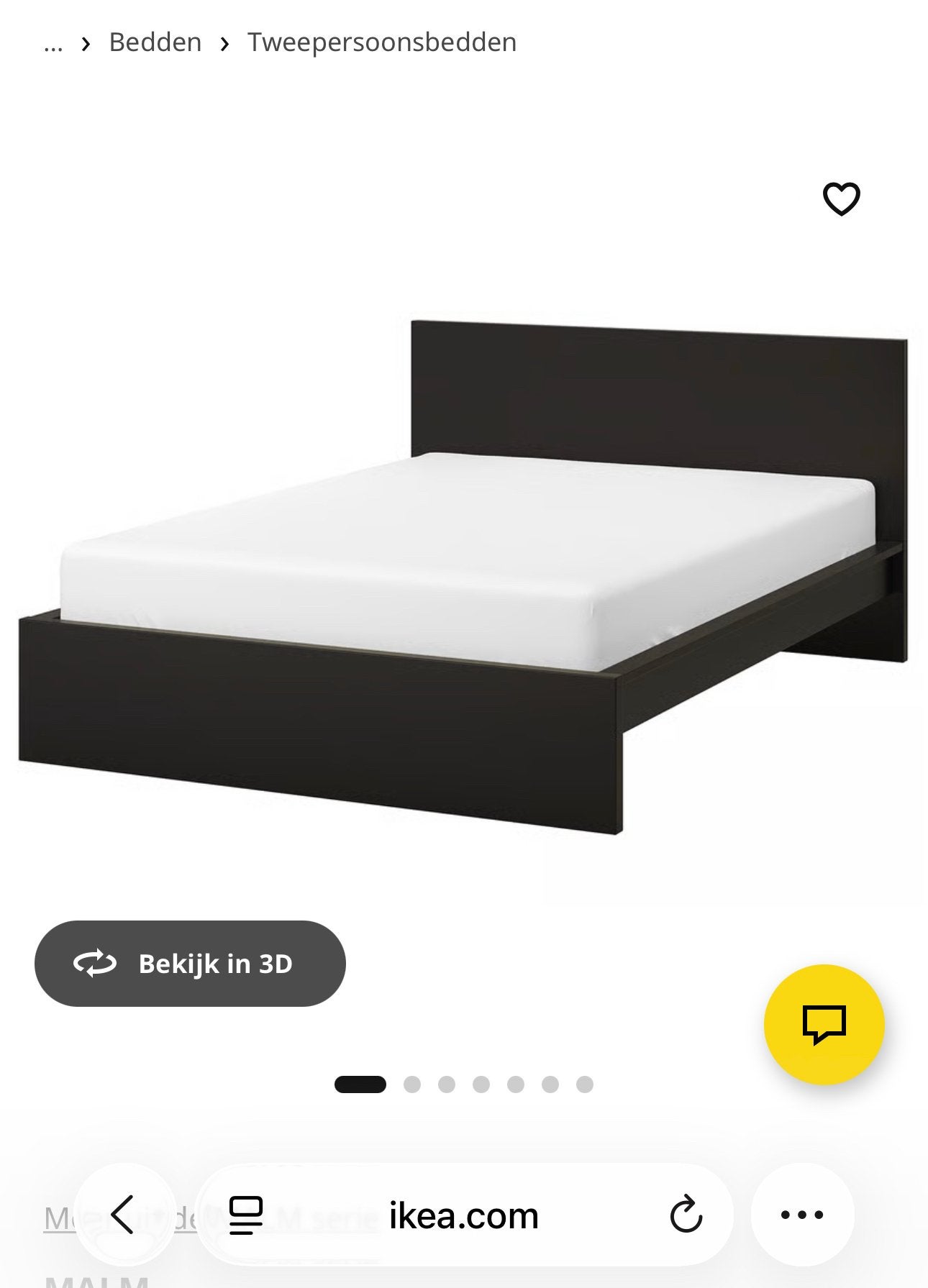 IKEA MALM Bedonderstel, zwartbruin, 180x200 cm, Ophalen, Gebruikt, Zwart, Tweepersoons