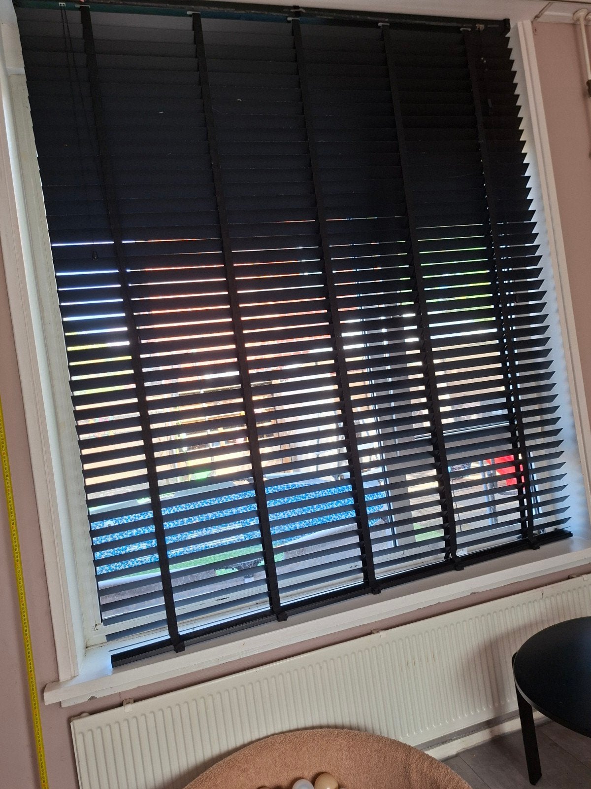2x zwarte houten jaloezieën - 210 x 180, Ophalen, Jaloezie, Gebruikt, Overige merken