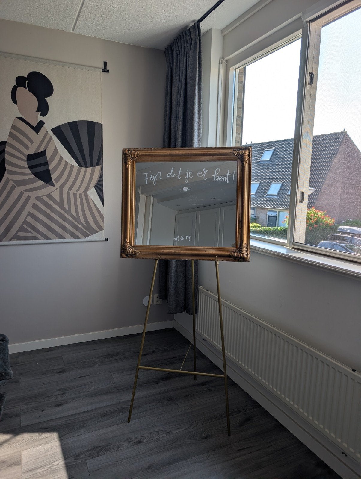 Welkomstbord / welkomstspiegel met schildersezel, Ophalen, Versiering, Geboorte of Huwelijk