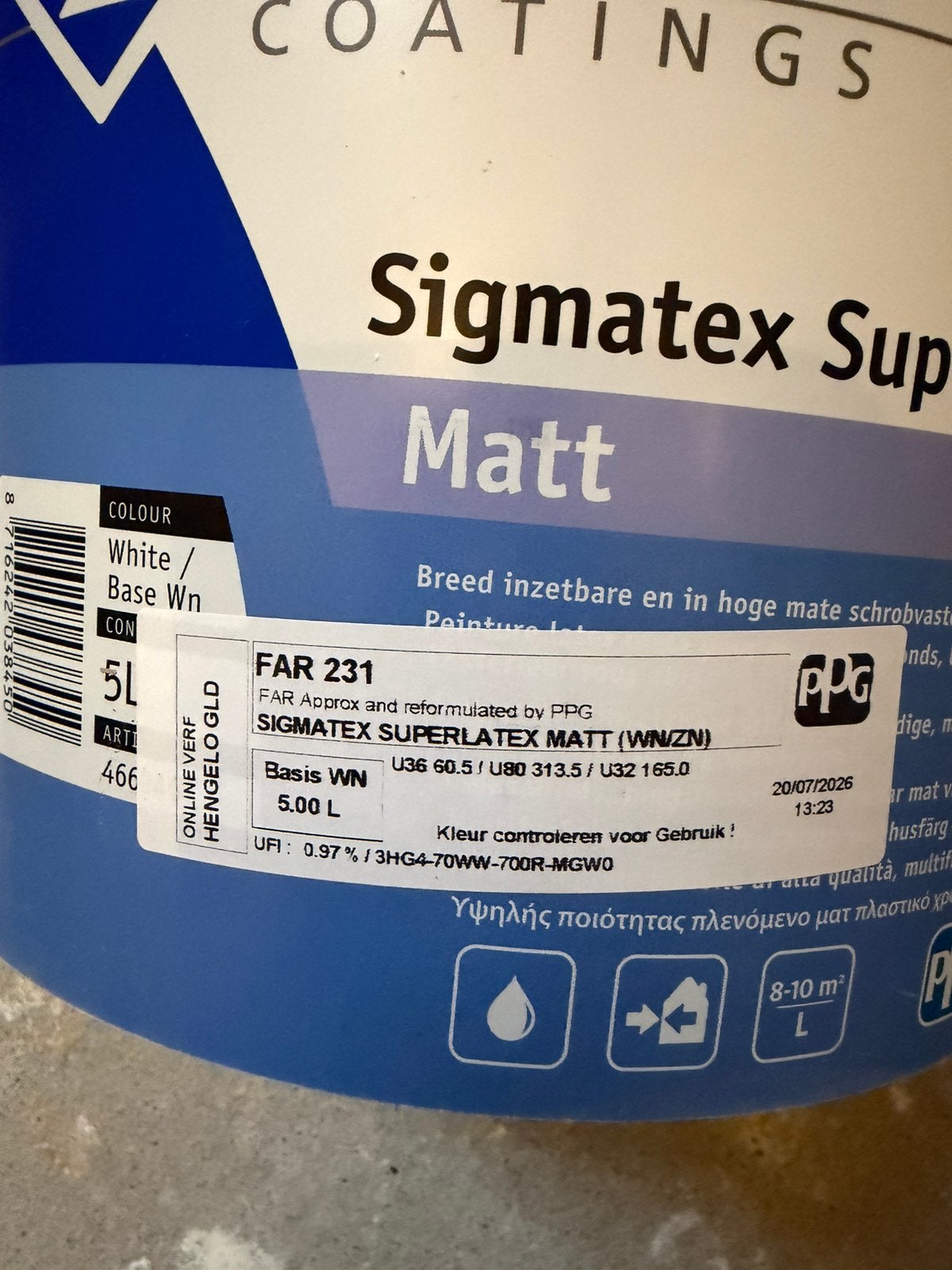 Sigmatex Superlatex Matt muurverf – 5L – Setting Plaster, 5 tot 10 liter, Ophalen, Nieuw, Verf