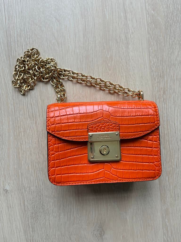 Ralph Lauren oranje leren tasje, Ophalen of Verzenden, Nieuw, Oranje, Schoudertasje