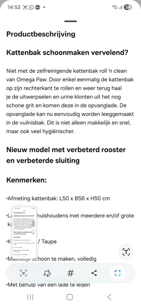 Zelfreinigende kattenbak zogenaamde rollover zie gebruiksaan, Dieren en Toebehoren, Kattenbakken, Ophalen