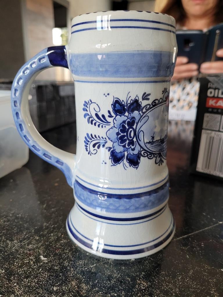 Heineken Delfts Blauw Bierpul - Handgeschilderd, Ophalen of Verzenden