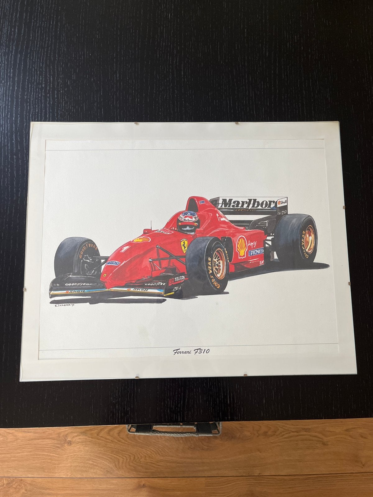 Ferrari F310 Formule 1 Tekening ingelijst Michael Schumacher, Ophalen, Tekening, Potloodtekening, Ingelijst