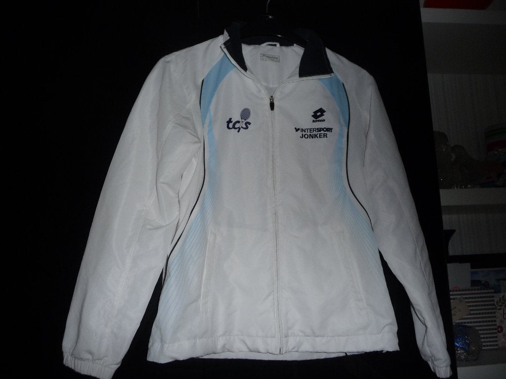 Trainingsjack Lotto. Maat m. Wit., Kleding | Dames, Wit, Ophalen of Verzenden, Zo goed als nieuw, Racketsport