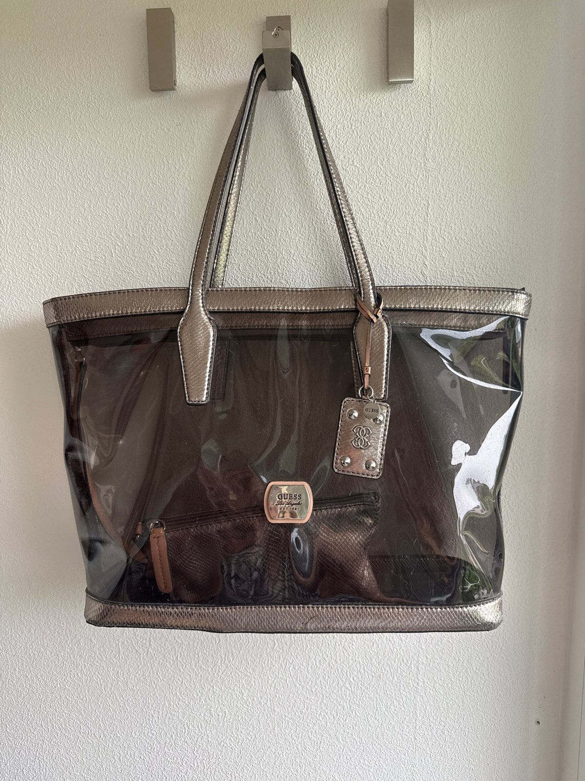 Guess Shopper/ Strandtas- Transparant met brons, Ophalen of Verzenden, Gebruikt, Overige kleuren, Shopper