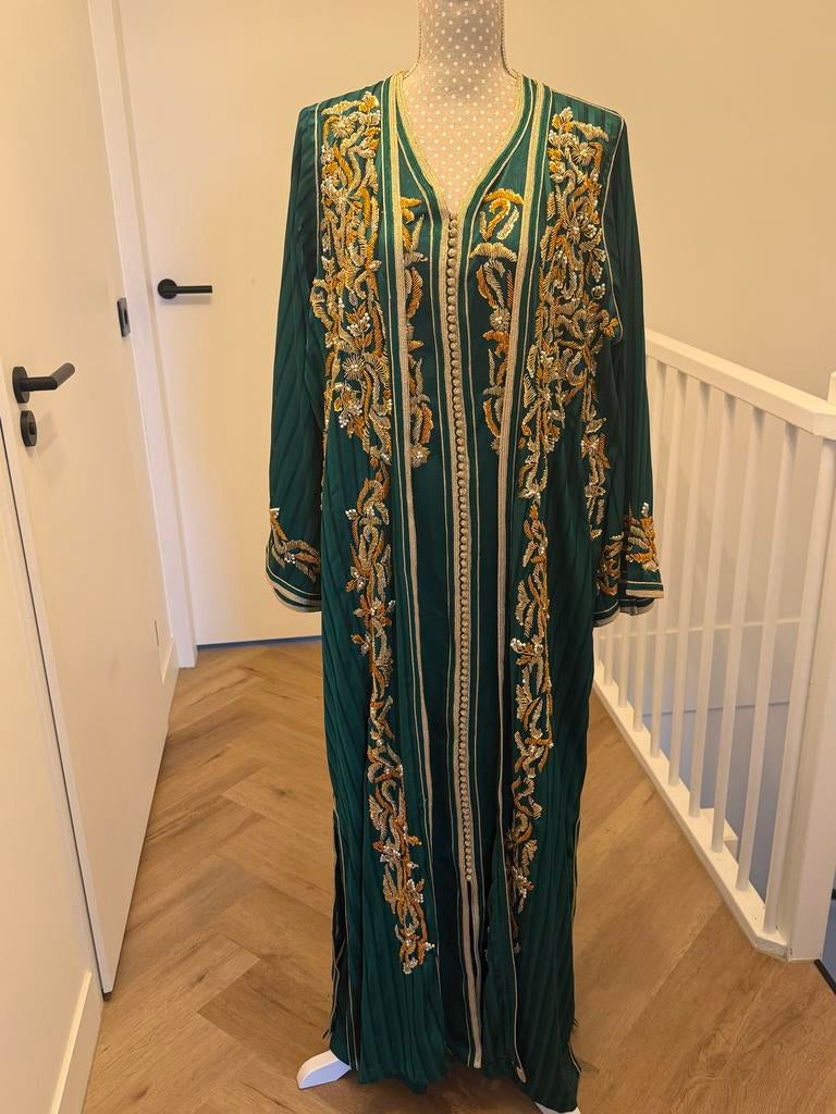 Elegante Dames Kimono met Gouden Borduurwerk, Kleding | Dames, Jurken, Nieuw, Maat 38/40 (M), Groen, Onder de knie, Ophalen of Verzenden
