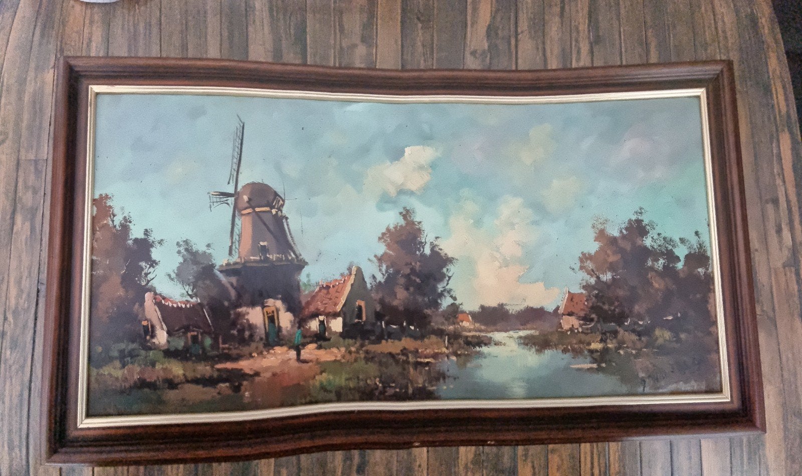 Hollands Molenlandschap met Windmolen en Water, Antiek en Kunst, Ophalen