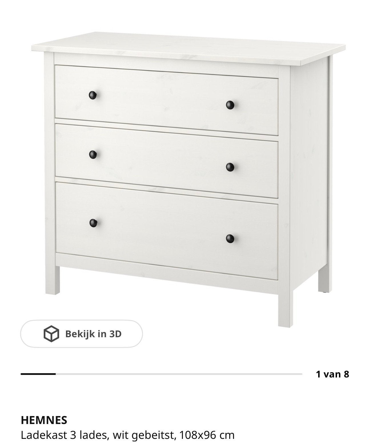 Hemnes lade kast nieuw, Ophalen, 5 laden of meer, 50 tot 100 cm, Zo goed als nieuw