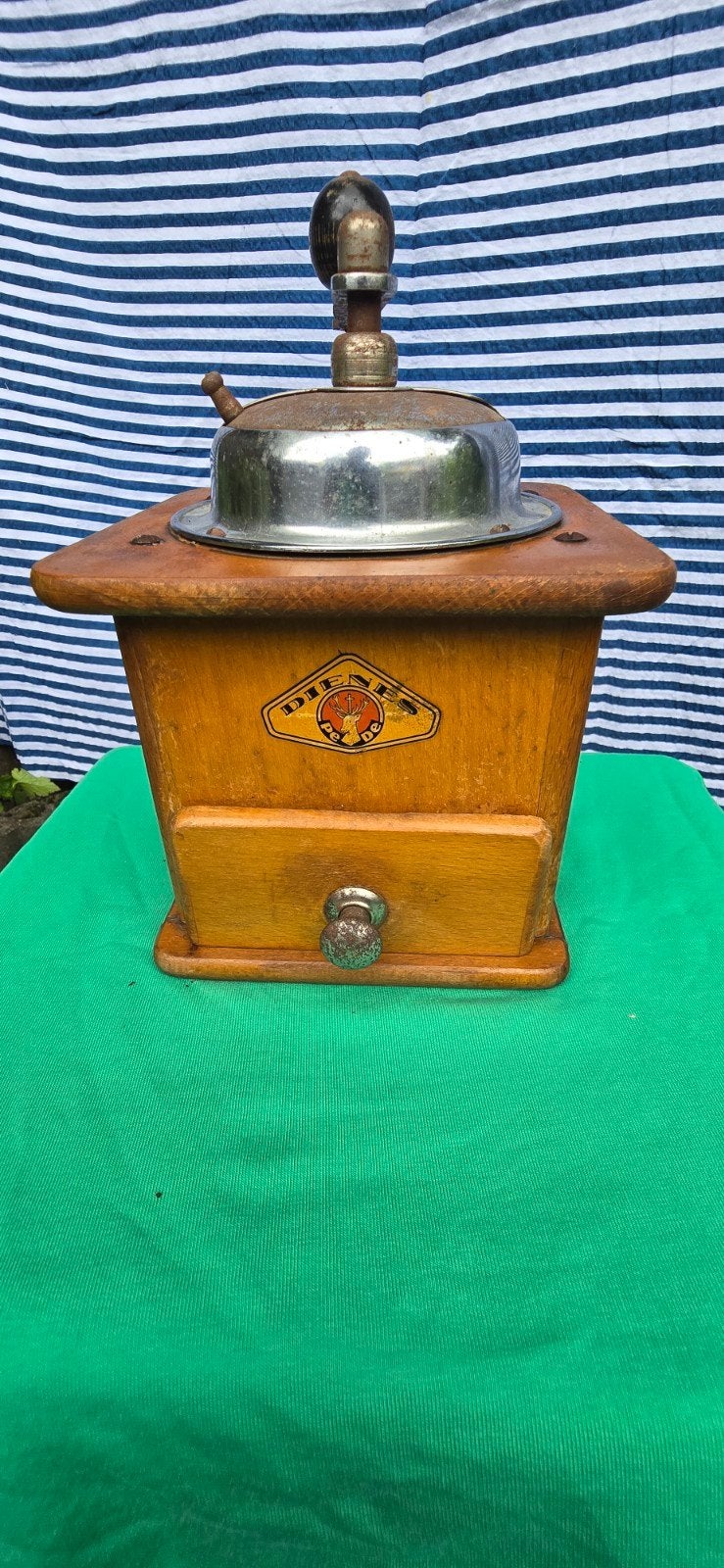 Antieke Dienes koffiemolen - Houten handmolen, Antiek en Kunst, Ophalen of Verzenden