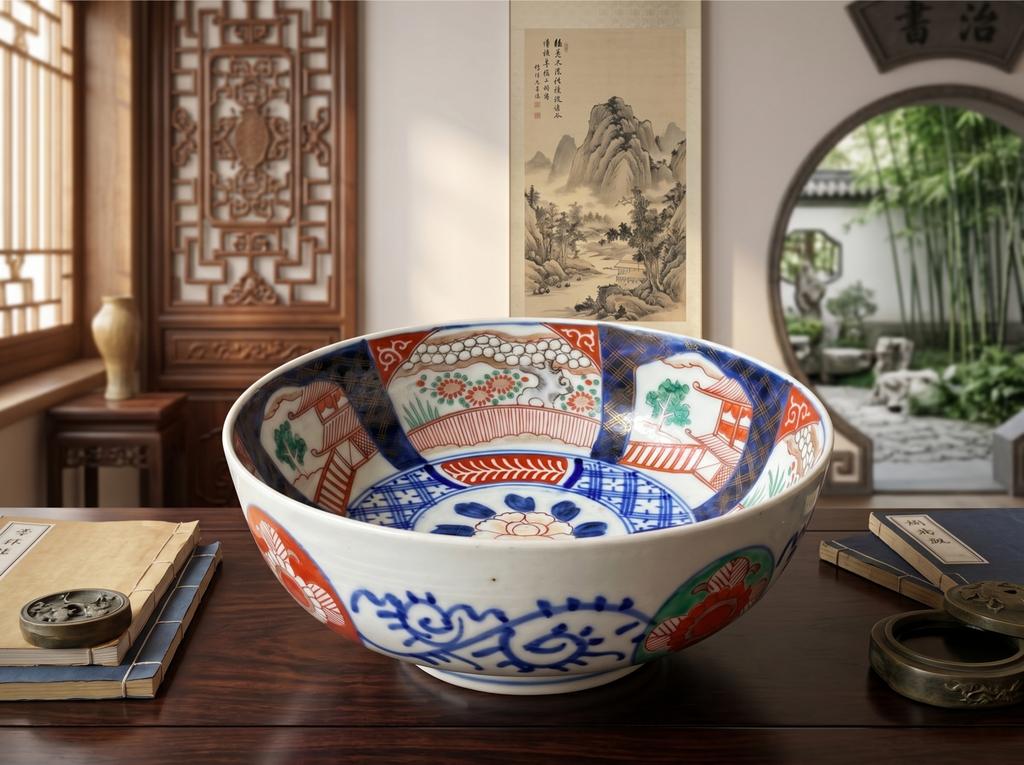 Antieke Japanse Imari Porseleinen Kom, ca. 1860-1900, Div, Ophalen of Verzenden, Zo goed als nieuw, Div