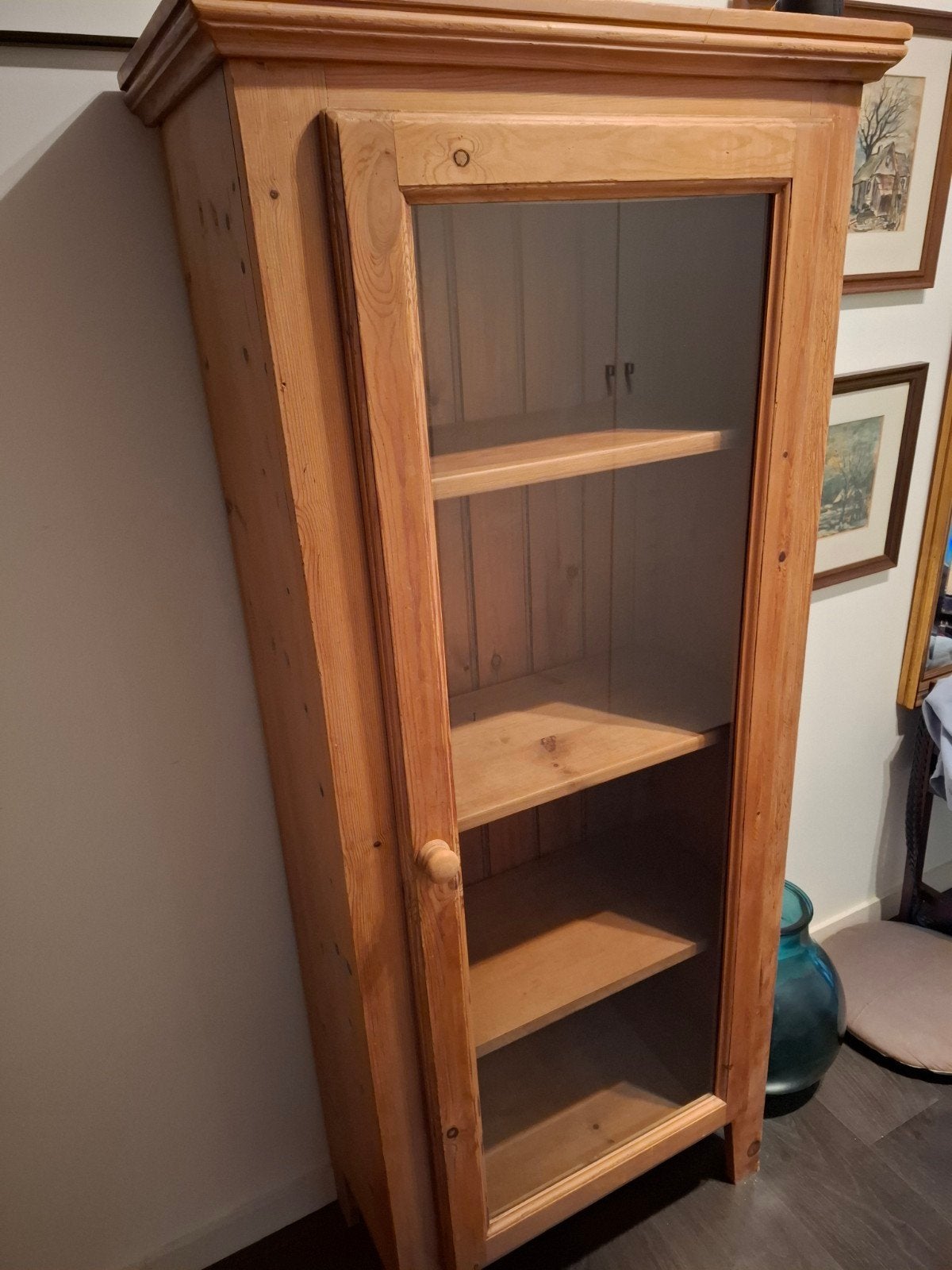 vitrinekast blank, Ophalen, Met plank(en), Gebruikt, 50 tot 100 cm