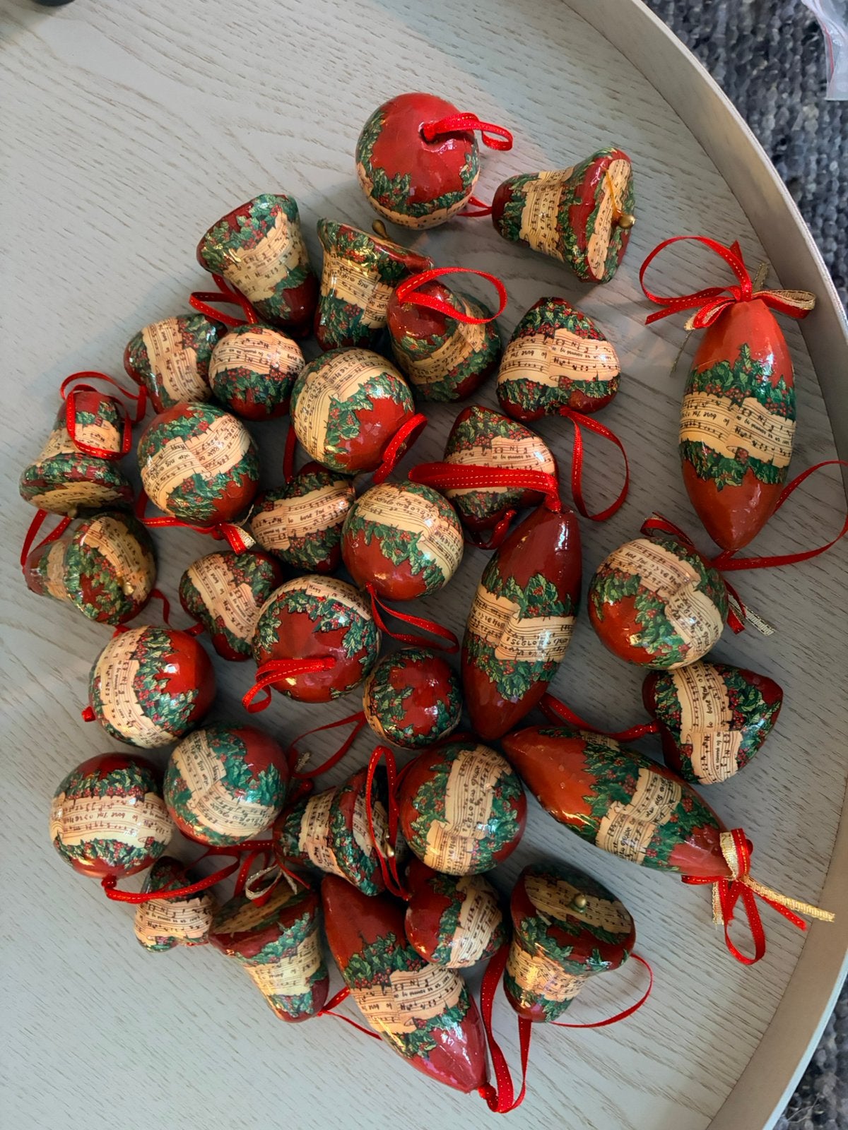 Vintage kerstballen papier mache muziek, Diversen, Ophalen