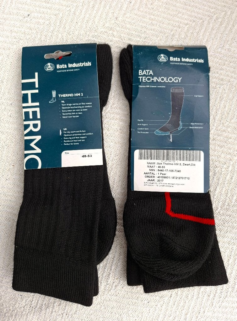 2 Paar Bata Thermo Werksokken, maat 48-53, Bata, Zwart, Nieuw, Overige maten