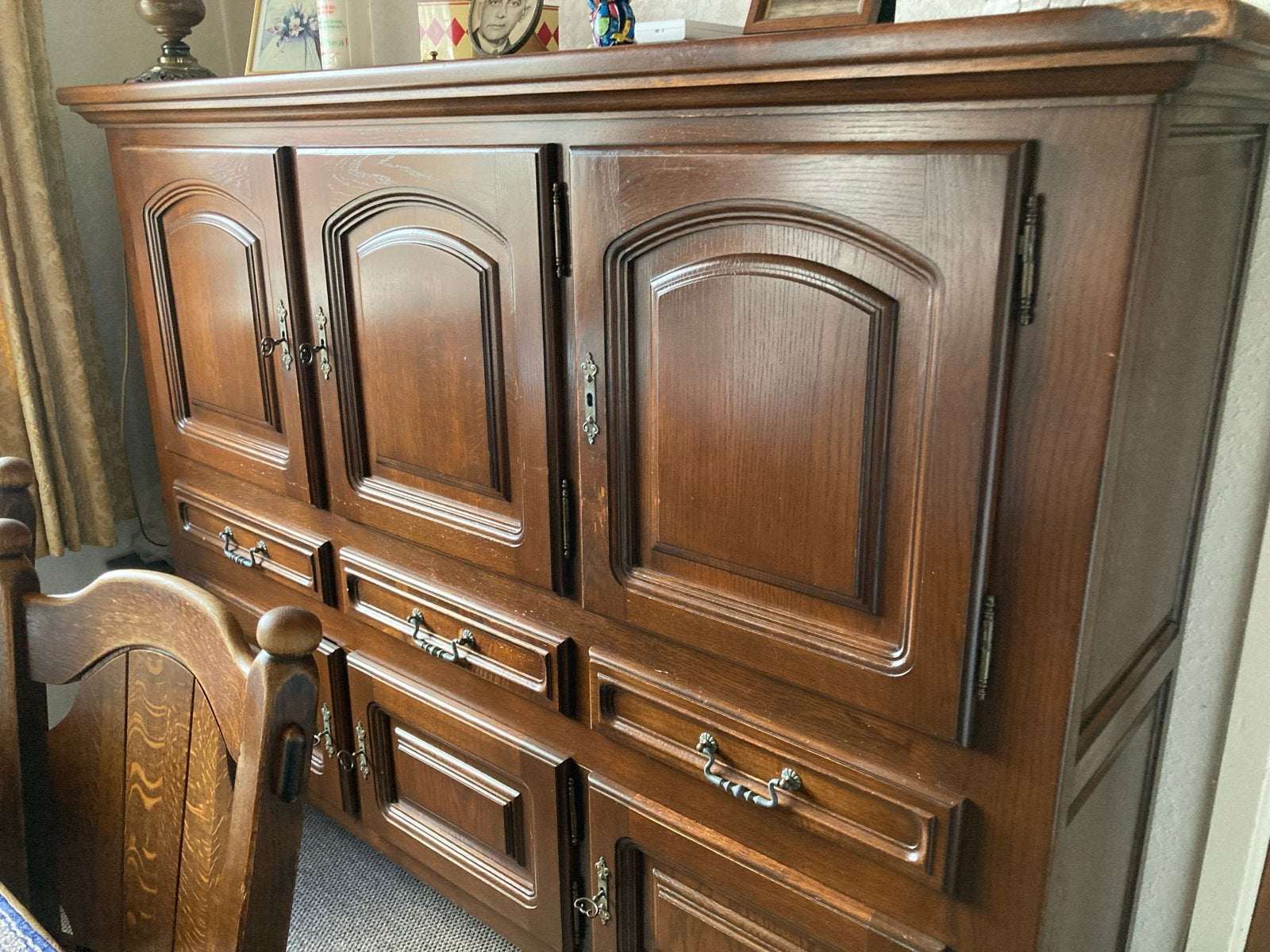 Massief eiken dressoir/kast 180x140x48 cm, Huis en Inrichting, Ophalen, Gebruikt