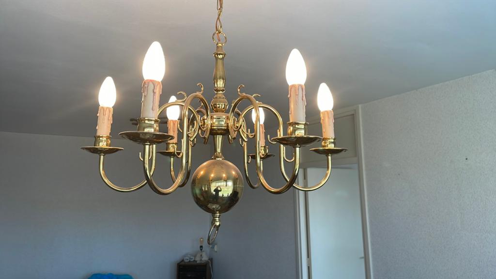 Kroonluchter koperen hanglamp, Huis en Inrichting, Lampen | Kroonluchters, Ophalen
