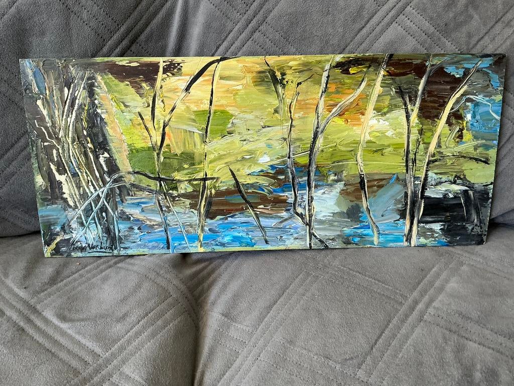 Olieverf schildeij Irma Verbunt 44x19, Ophalen