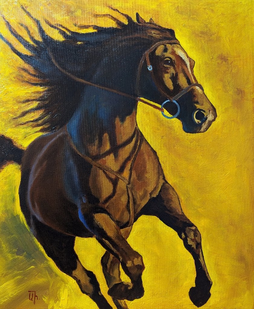 "Vrijheid!!!...", Antiek en Kunst, Handgeschilderd, Verzenden, Dieren, Olieverf