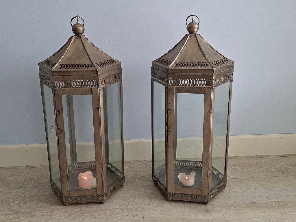 2 grote oosterse lantaarns 80 cm / 2 oriental style lamps, Ophalen, Gebruikt, Oosterse / marokaanse stijl, Overige fittingen