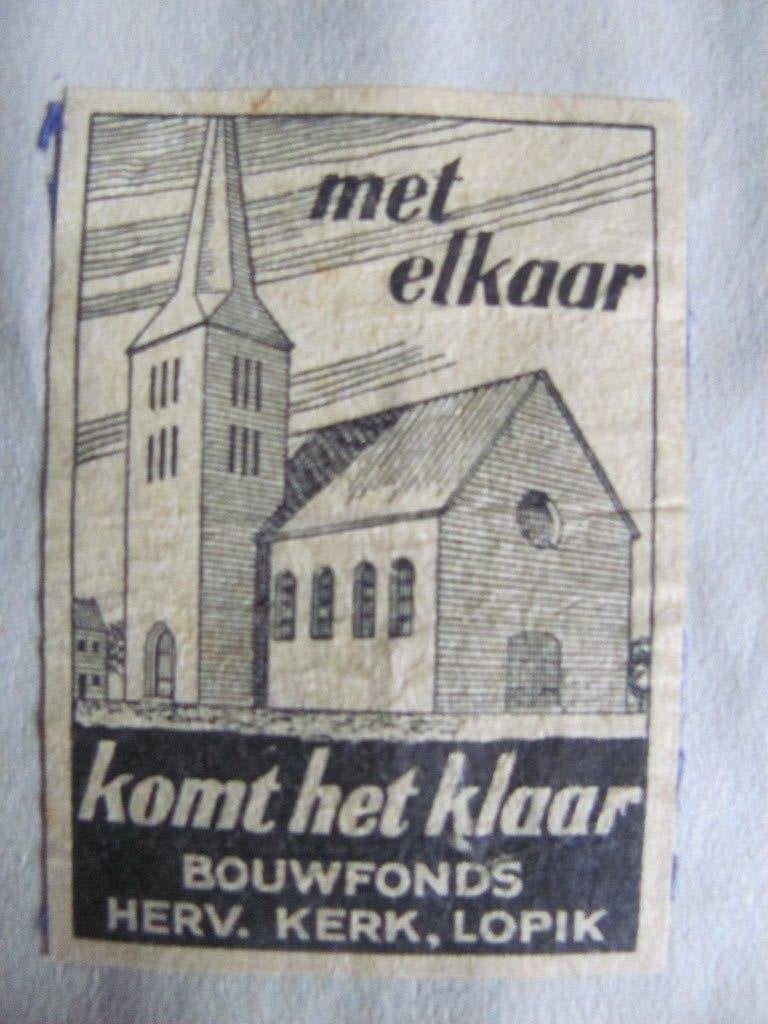 Lopik, bouwfonds hervormde kerk., Ophalen of Verzenden, Sigarenbandjes