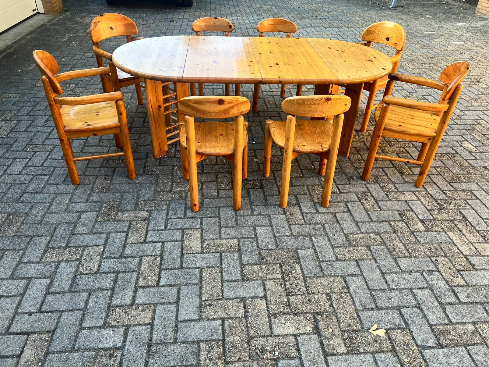 Rainer Daumiller eethoek massief grenen tafel 8 stoelen, Huis en Inrichting, Ophalen, Gebruikt, 6 tot 8 stoelen
