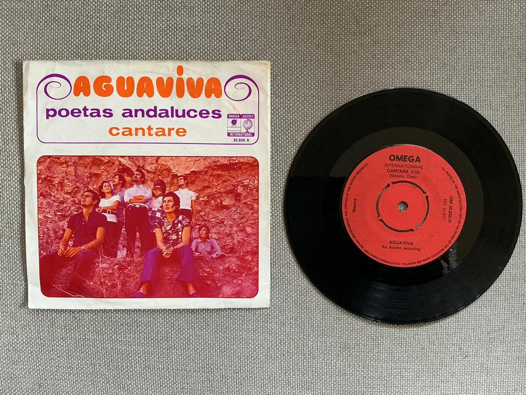 Aguaviva single vinyl. Poetas Andaluces., Cd's en Dvd's, Vinyl Singles, Ophalen of Verzenden, Zo goed als nieuw, Pop