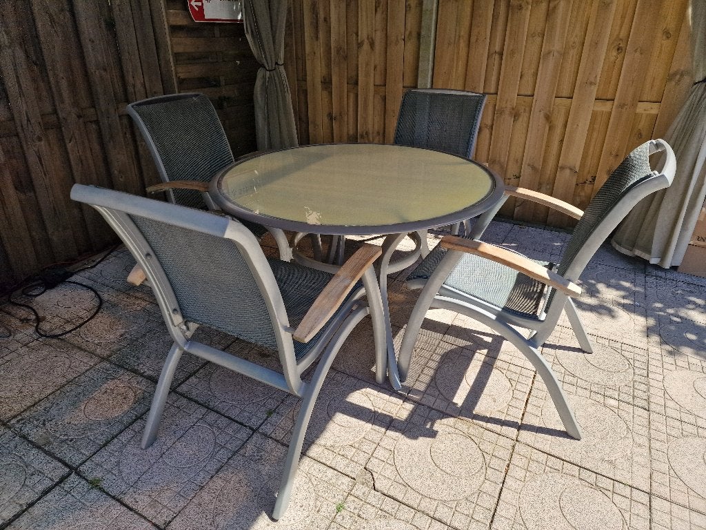 Hartman Prestige ronde tuinset., Ophalen, 4 zitplaatsen, Gebruikt, Aluminium