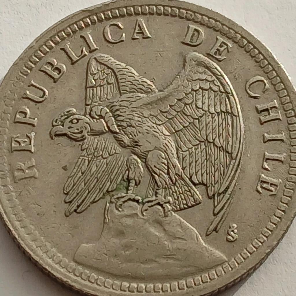 1 Peso 1933 Chile Prachtige Oude Antieke Munt Chili Aasgier, Ophalen of Verzenden, Zuid-Amerika