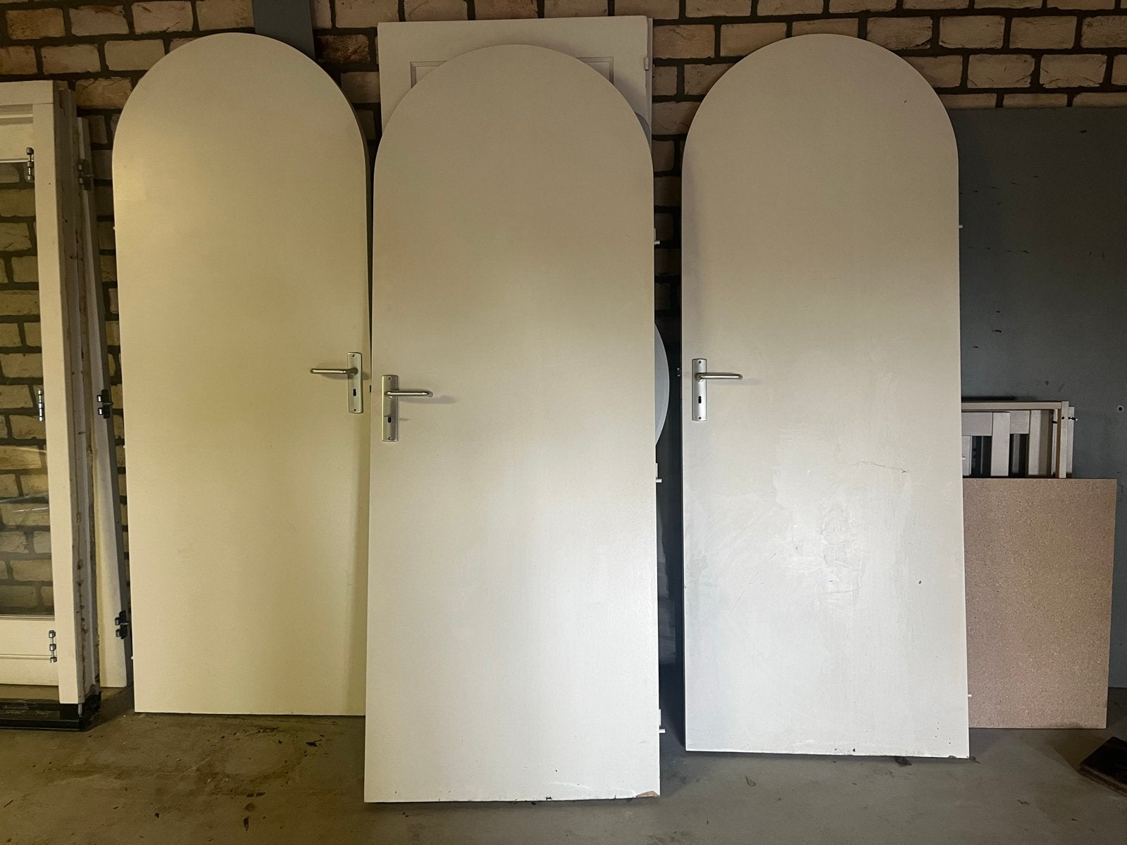 Set van 3 Gebogen Binnendeuren - Wit, Ophalen, Gebruikt, 80 tot 100 cm, Binnendeur