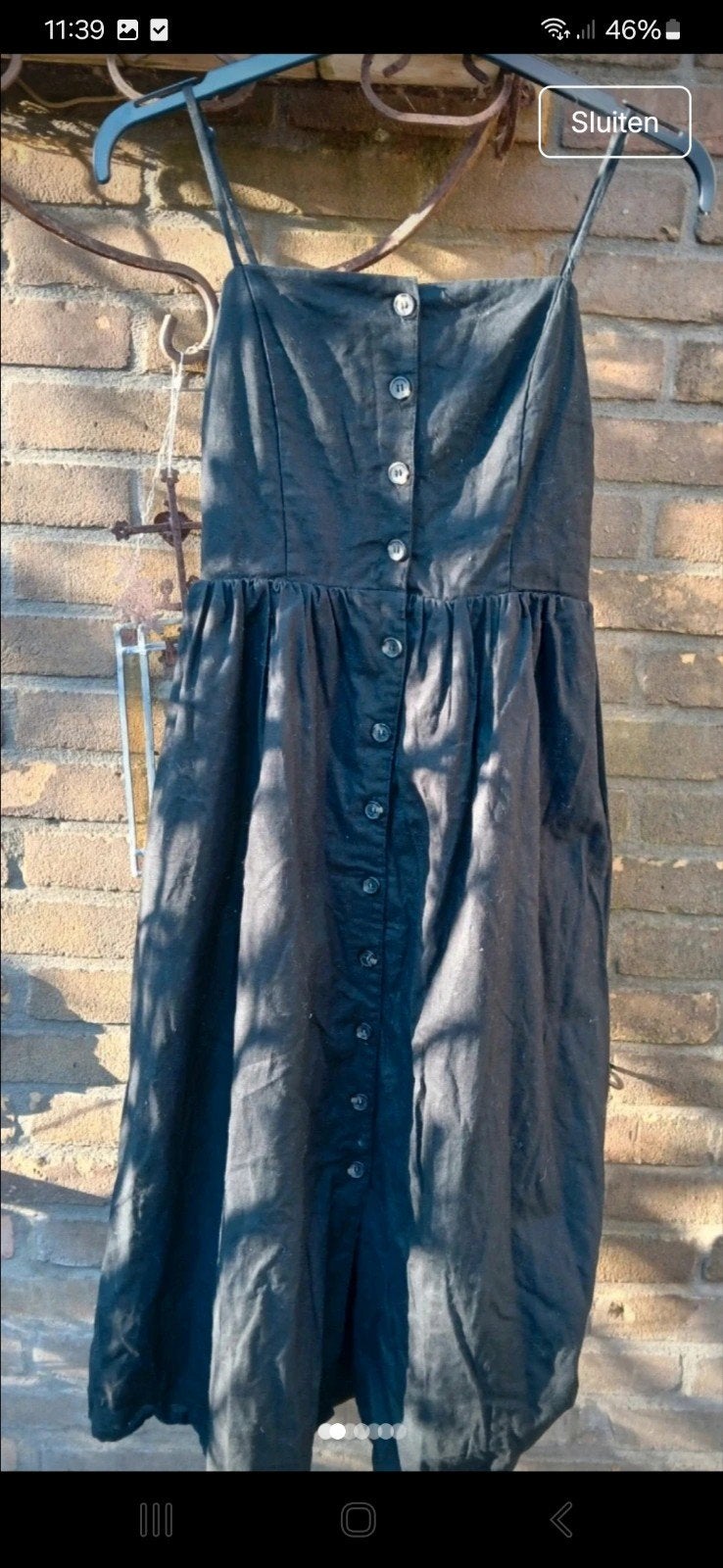 Deels linnen zomers jurk, Maat 38/40 (M), H&M, Zwart, Ophalen of Verzenden