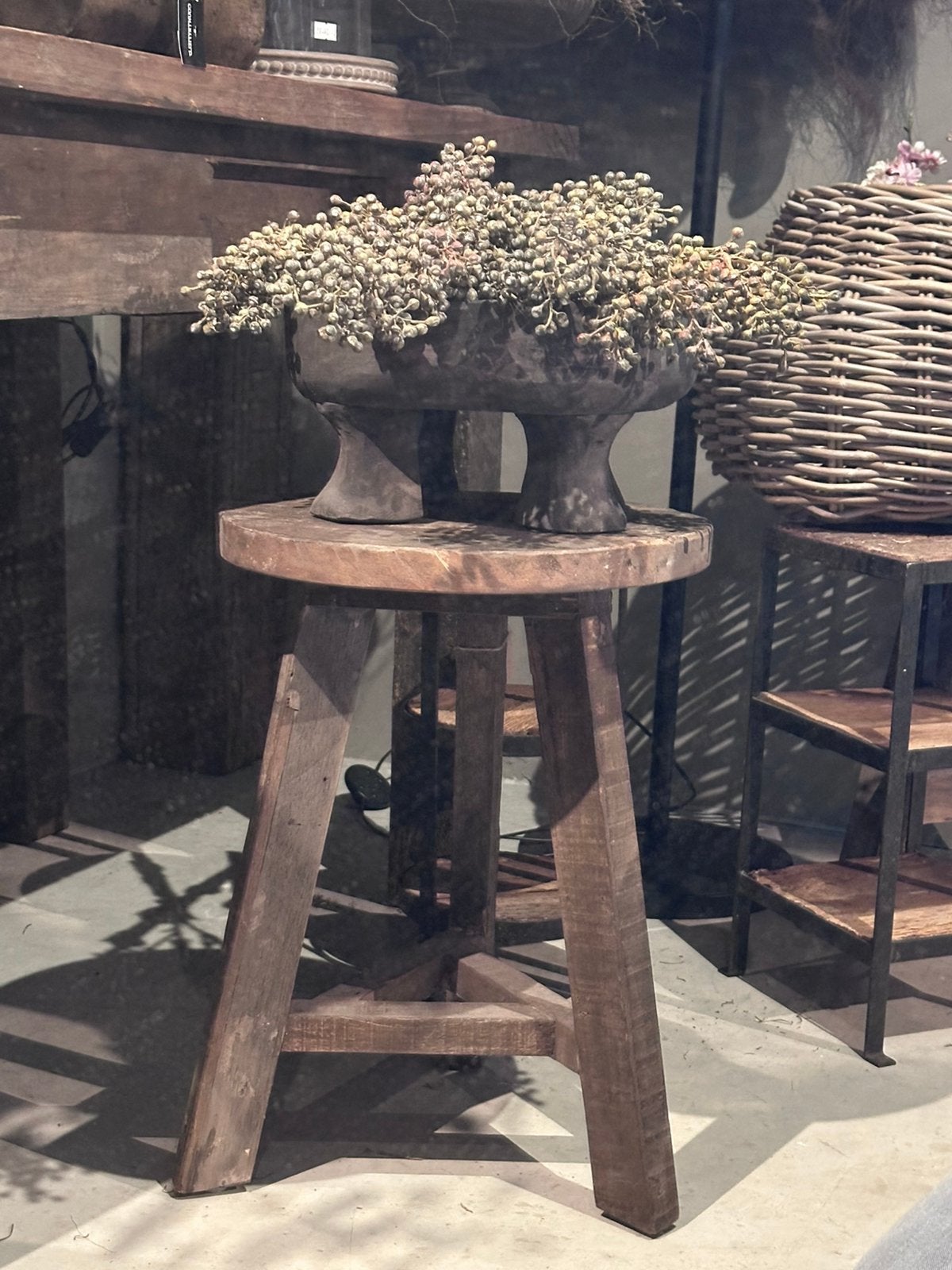 Houten schaal met kunst dadeltak, Ophalen of Verzenden