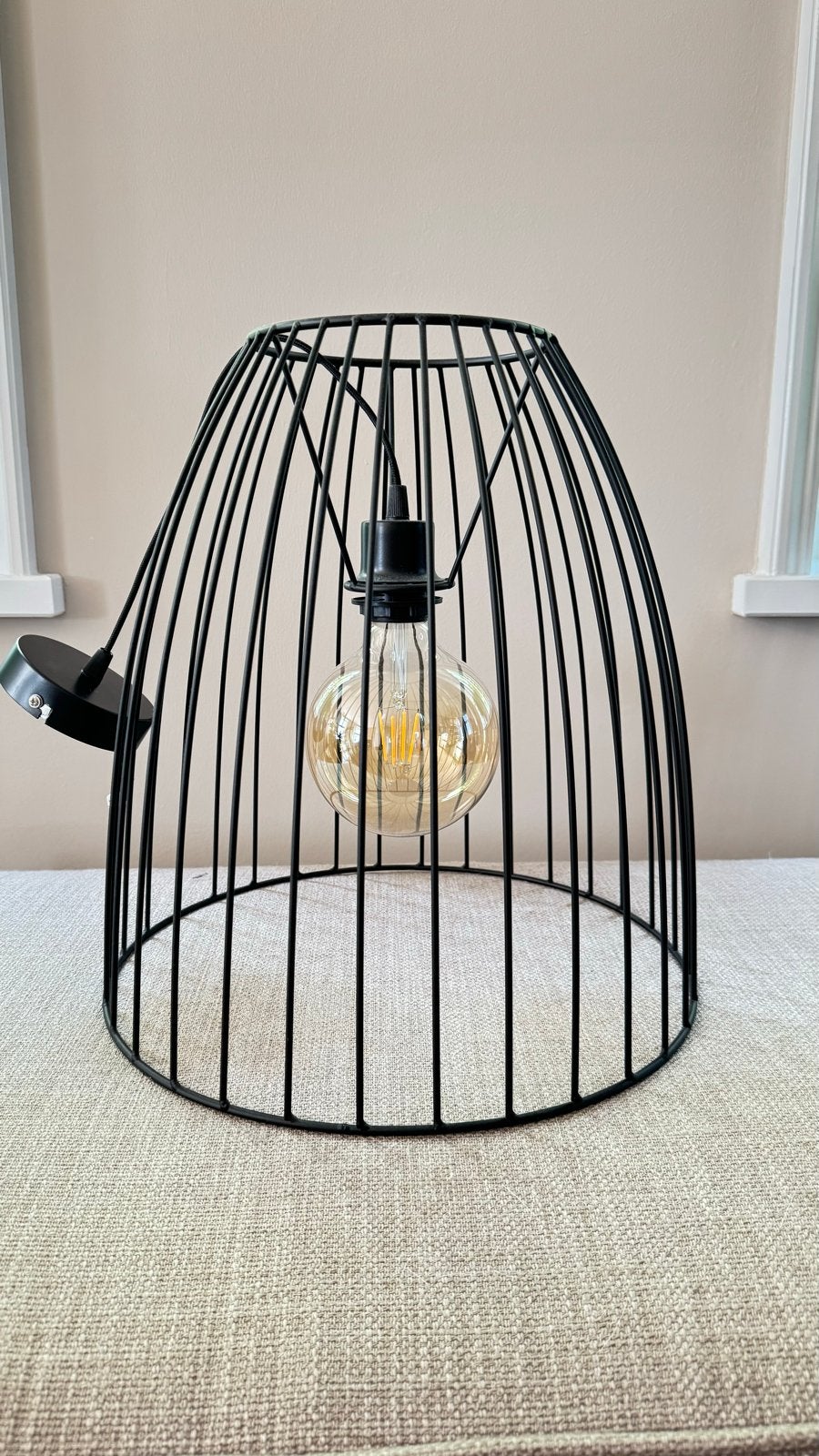 Z.g.a.n. LED hanglamp, zwart metaal, H40 D38 cm, Minder dan 50 cm, Ophalen of Verzenden, Zo goed als nieuw, Minder dan 100 cm
