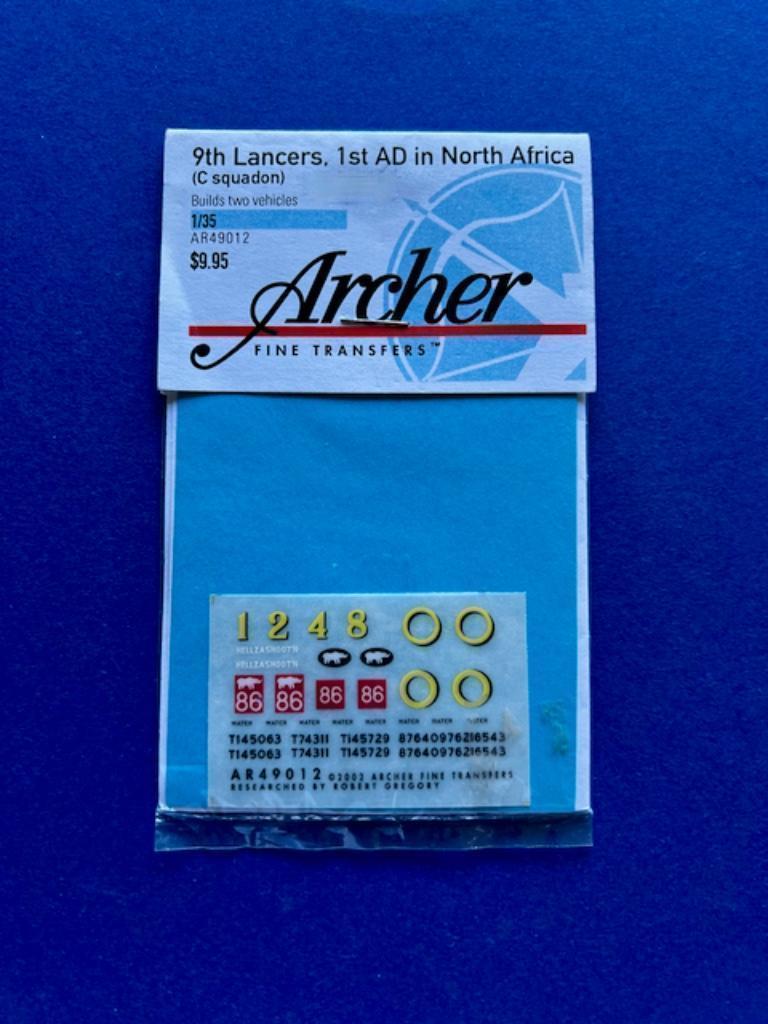 ARCHER	AR49012	9th Lancers, North Africa 	1/35, Verzenden, Nieuw, 1:35 tot 1:50