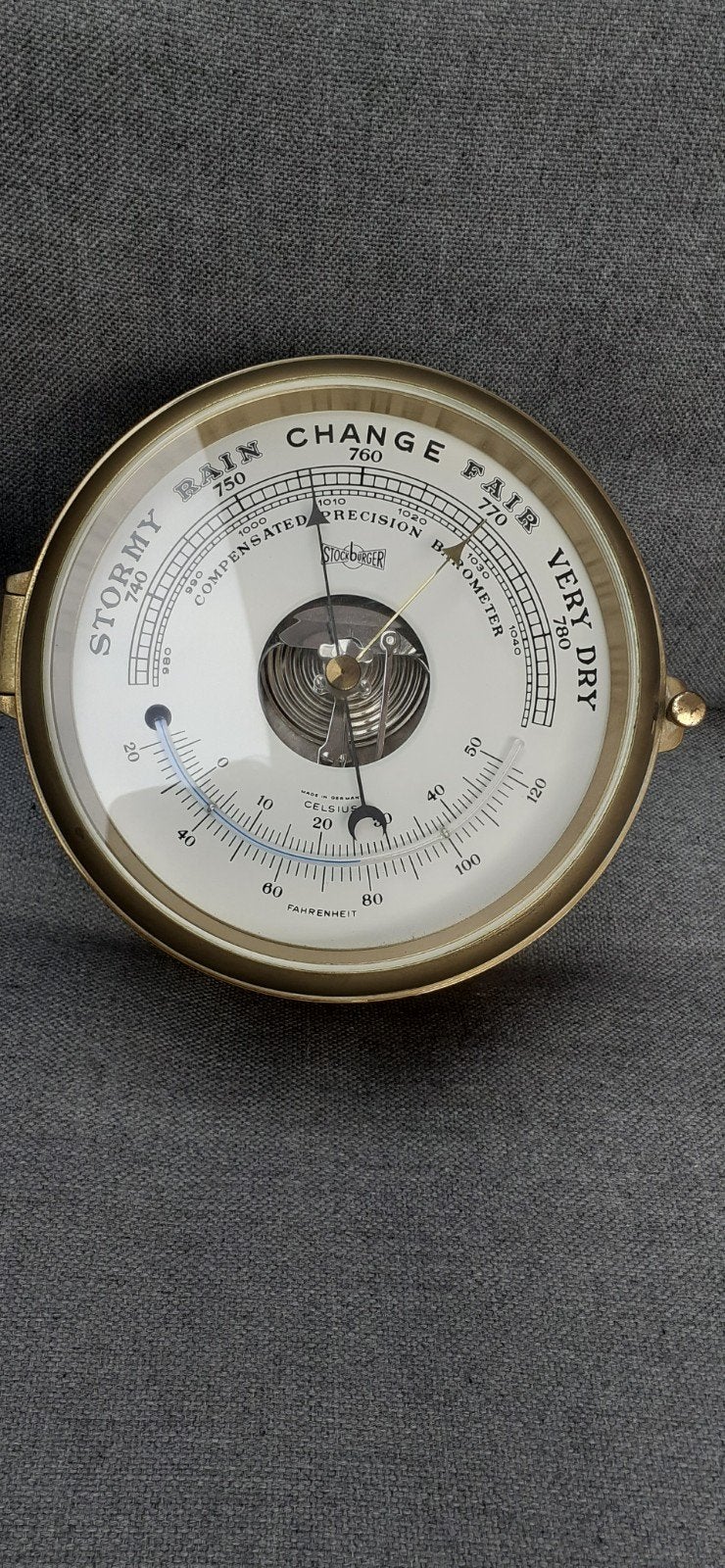 Stockburger Scheepsbarometer met Thermometer, Ophalen of Verzenden, Gebruikt, Barometer